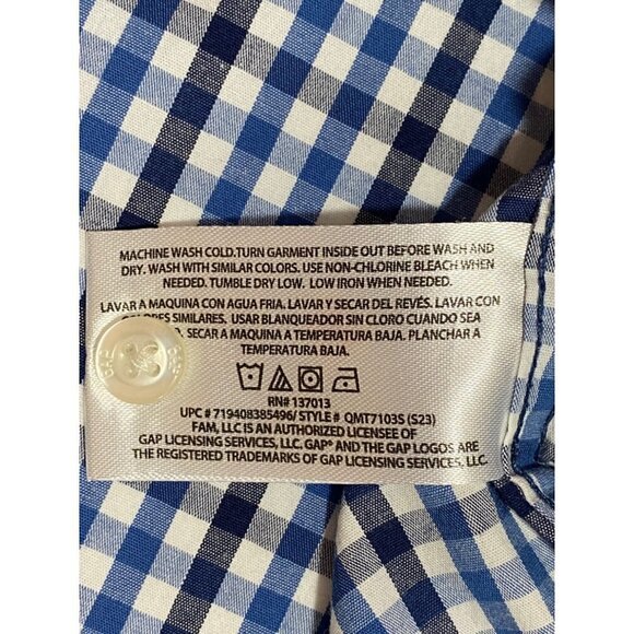 Gap Asher Plaid Short Sleeve Poplin Shirt Blue & White Pocket Men's Medium NWT - Picture 8 of 8
